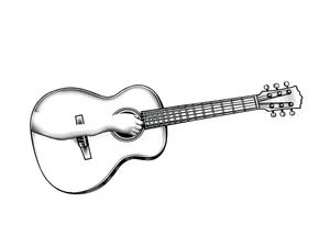 Line traditional American guitar tattoo idea