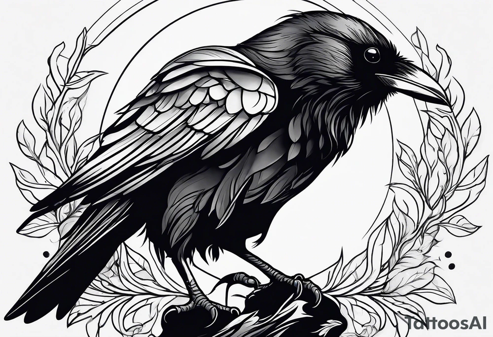 Simple raven lineart tattoo idea