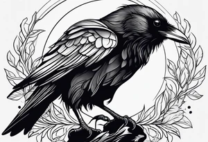 Simple raven lineart tattoo idea