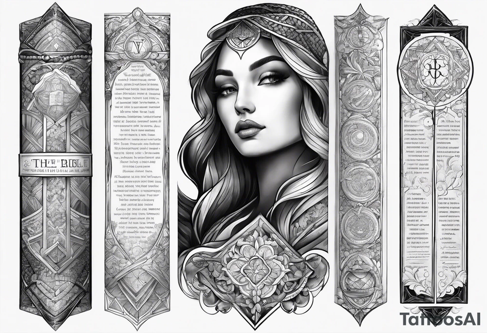 Sleeve with bible verses religious tattoo idea