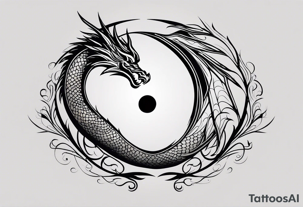 For a Gen Z-inspired dragon and phoenix tattoo, think of a clean, minimalist design that combines symbolism with bold, sleek lines. Imagine a dragon and phoenix spiraling together in a yin-yang-inspired layout. The dragon has a slightly abstract, modern shape, with sharp, flowing lines to show power, resilience, and wisdom, while the phoenix is rendered with sweeping curves and minimal detailing, symbolizing rebirth, growth, and transformation.

Both creatures should interact harmoniously, representing balance and duality. To keep it meaningful, focus on line work rather than intricate shading—clear, open spaces allow the tattoo to feel light and energetic. Adding small symbols, like stars or a faint galaxy backdrop, can enhance the "rising from ashes" and "strength through challenge" themes. This design will appeal timelessly while resonating with Gen Z’s love for symbolism and simplicity. tattoo idea