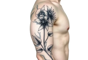 Wolfsbane flower going up the arm with details tattoo idea