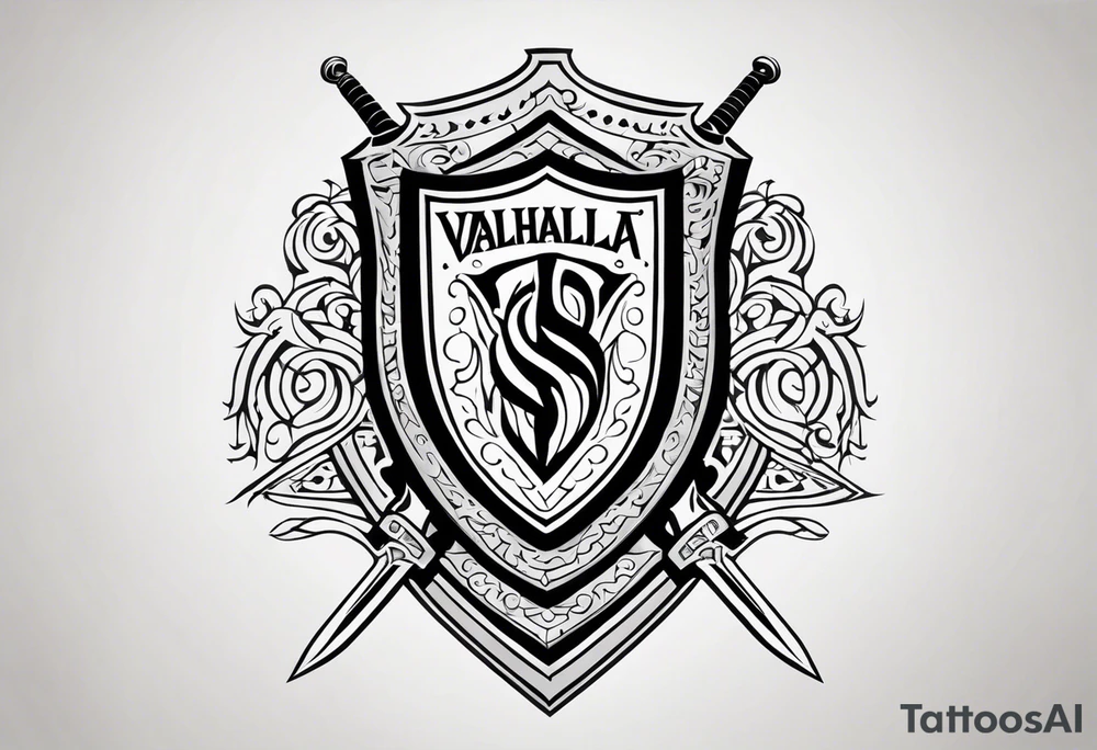 Valhalla sheild sword tattoo idea