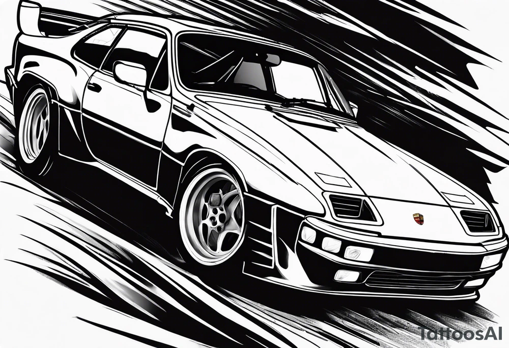 a porsche 944 racecar drifting tattoo idea