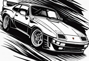 a porsche 944 racecar drifting tattoo idea