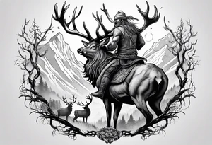 Leshy riding elk tattoo idea