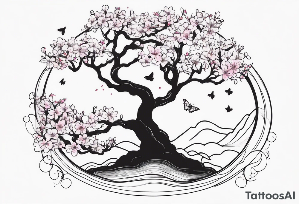 I love you in another language with cherry blossom trees coming im and out of it tattoo idea