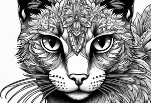 black cat with angel halo tattoo idea