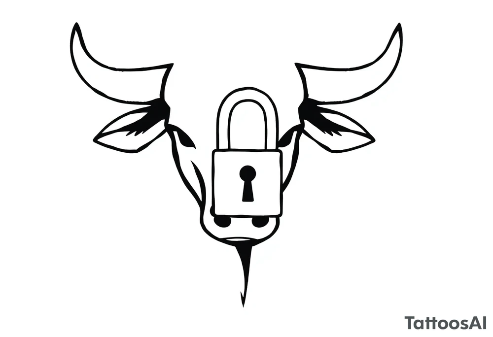 Bull symbol with lock symbol tattoo idea