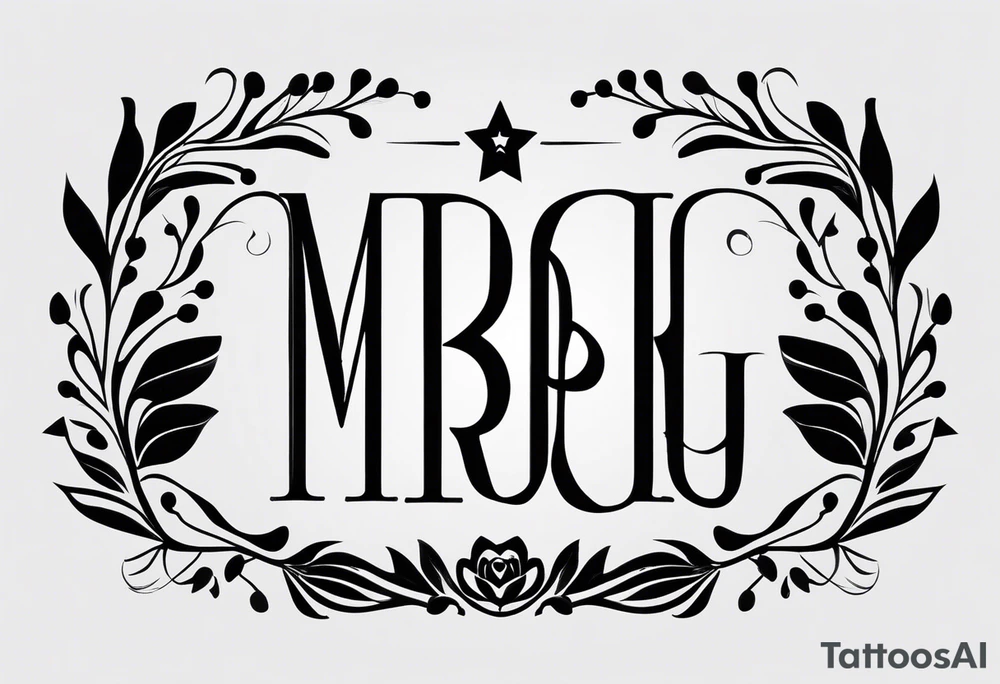 minimalist logo-style tattoo that consists of the letters 'MRBG'. simple and not too fancy, just the clean and bold letters arranged in a stylish way.  no figures or additional elements such as people, animals, or objects in the design. tattoo idea
