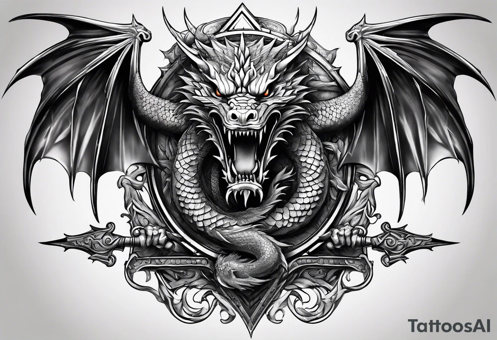 Valhalla sword shield dragon tattoo idea