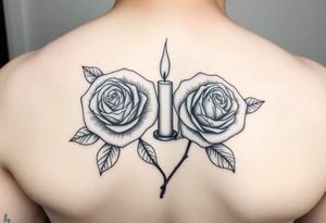 2 blue roses, candle lights , water tattoo idea