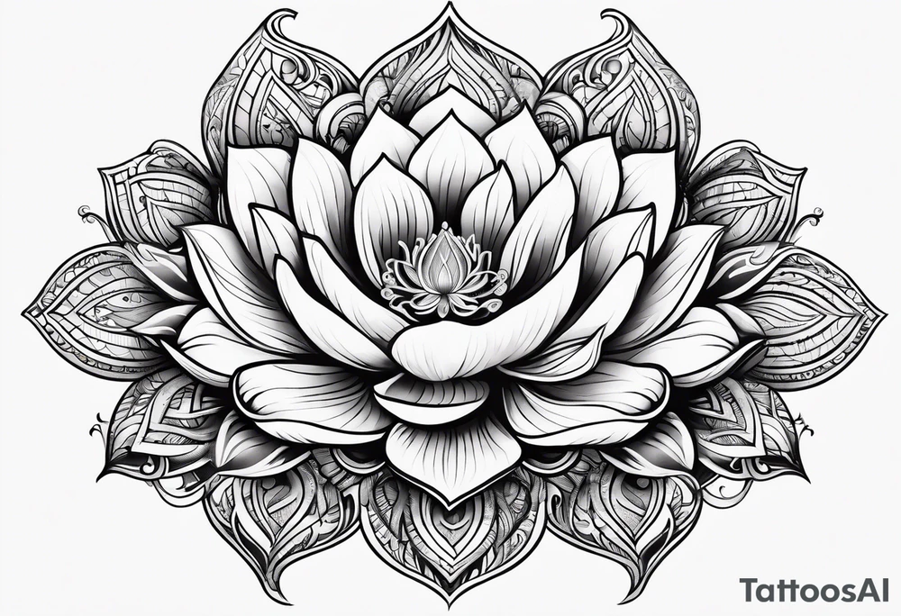 Hand of Fatima lotus flower sleeve tattoo idea