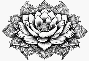 Hand of Fatima lotus flower sleeve tattoo idea