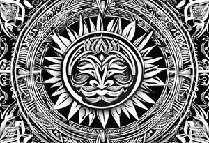 Filipino sun, Filipino Polynesian style, surname Reyes Espina, not vulgar, family crest round shape that looks good on a wrist or bicep, not traditional American tribal, family, love tattoo idea