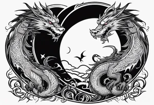Moon and a dragon tattoo idea