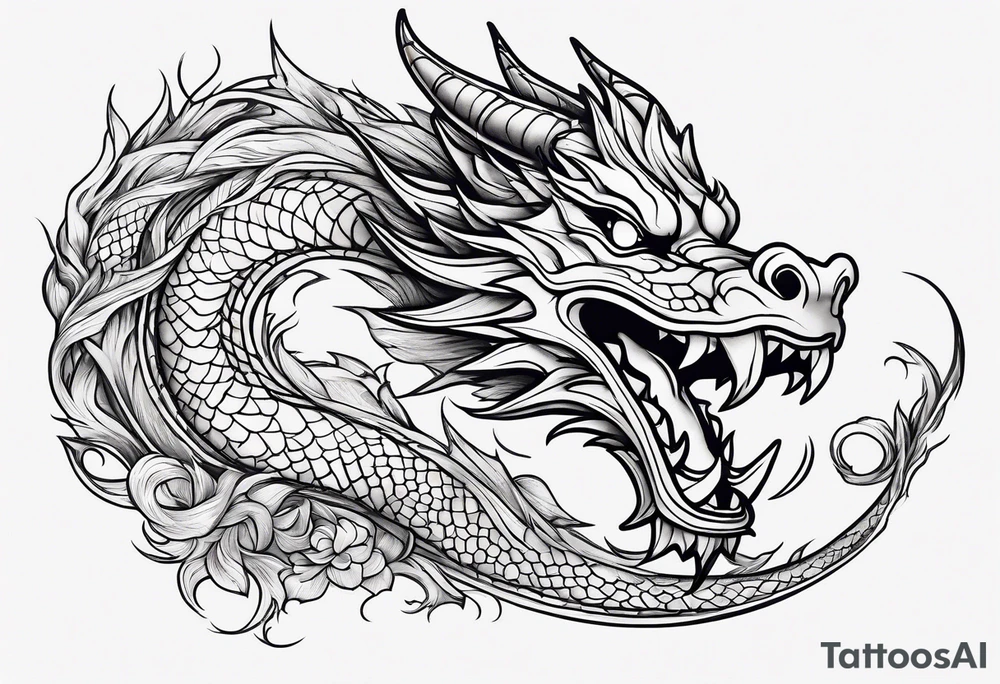 Dragon out of single line tattoo idea