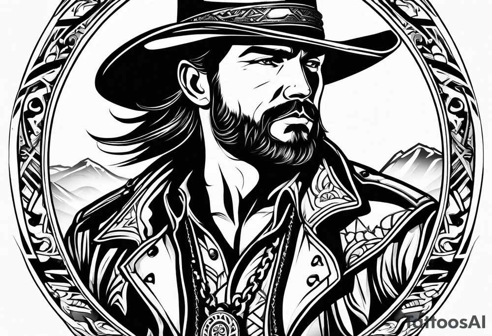 western cowboy tattoo idea