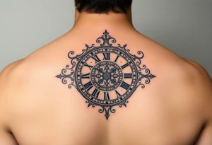 vintage roman numerals within ornate clockwork mechanism tattoo idea