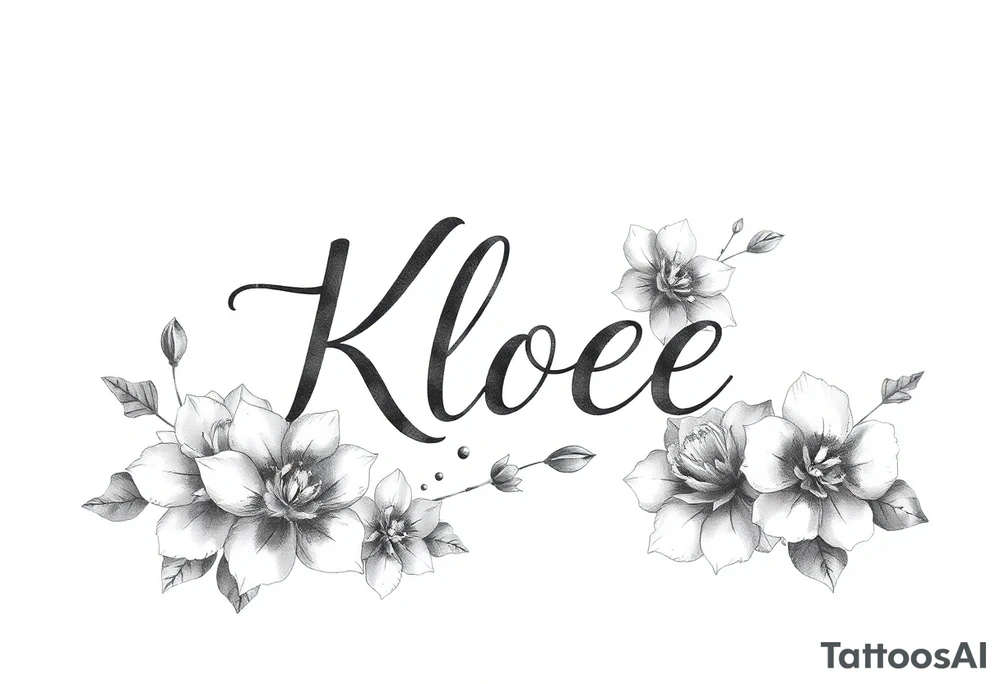 The name Kloee with flowers around it or in it tattoo idea