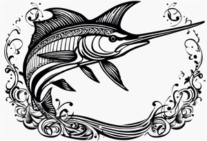 Marlin, musical notes, peace tattoo idea