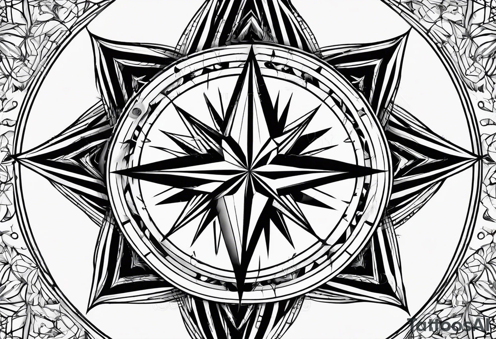 make a compass rose with long lines coming out of the tips of the star tattoo idea
