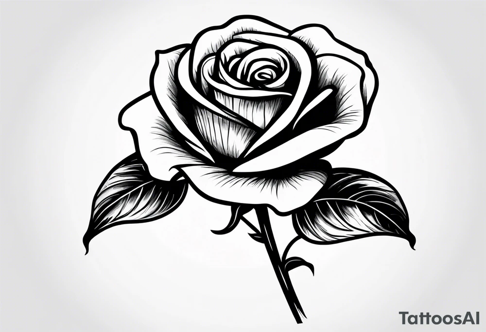 human hand holding on to a single rose stem tattoo idea