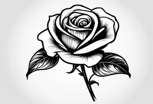 human hand holding on to a single rose stem tattoo idea