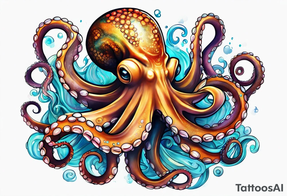 Octopus happy peaceful tattoo idea