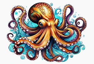 Octopus happy peaceful tattoo idea