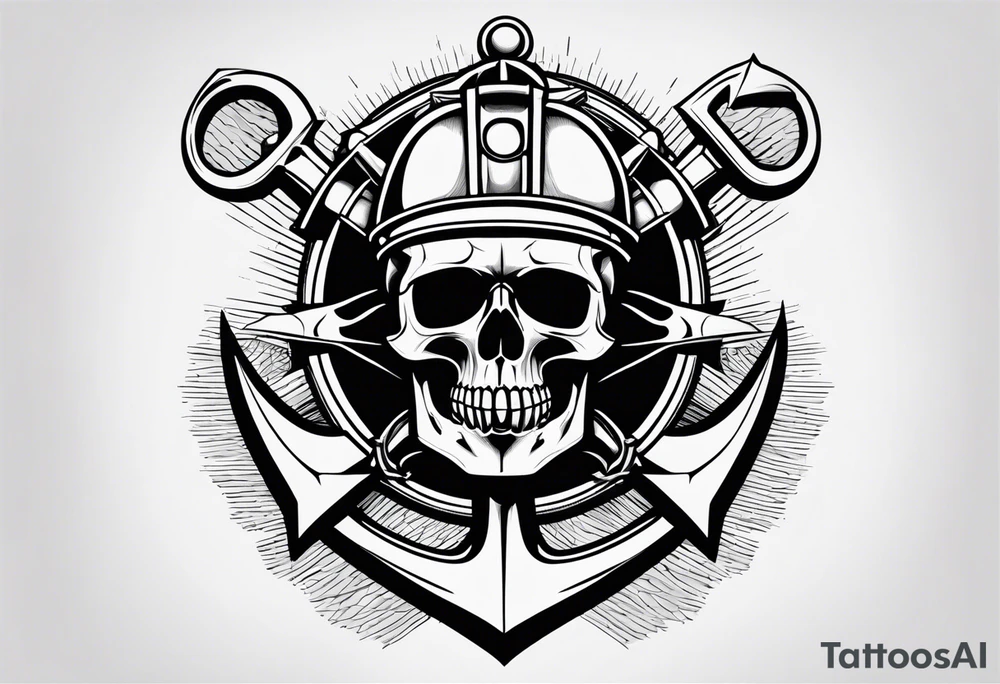 half anchor half helm
simple lines
no skulls tattoo idea