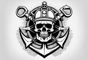 half anchor half helm
simple lines
no skulls tattoo idea