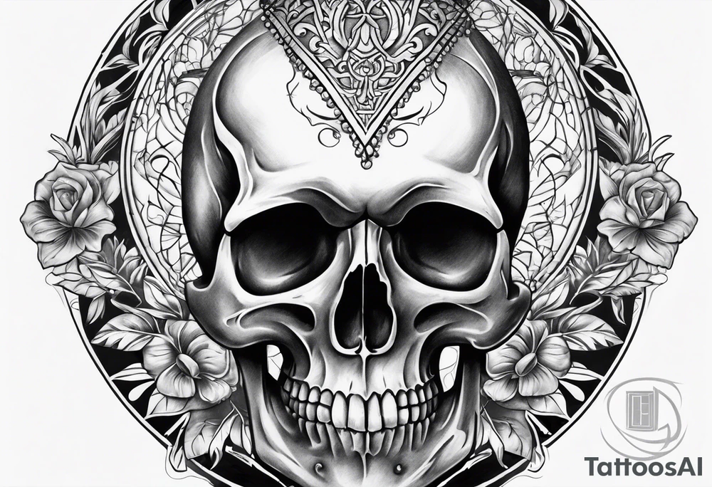 Hour glass skull on bottom tattoo idea