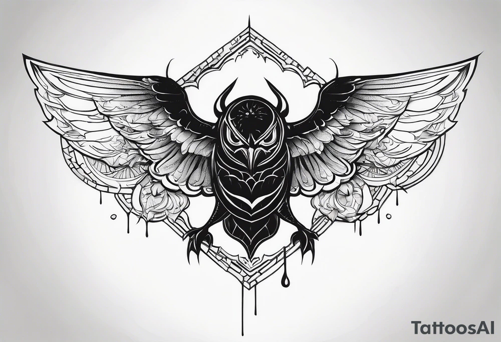 a scary black flying to the top tattoo idea