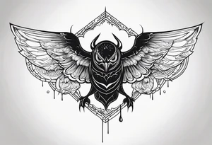 a scary black flying to the top tattoo idea