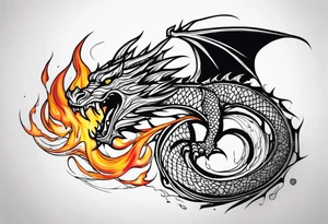 Fire breathing dragon around wrist tattoo idea
