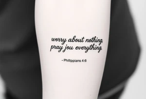 philippians 4:6 “worry about nothing, pray about everything” make this into a graphic type of tattoo with no words just meaning. tattoo idea