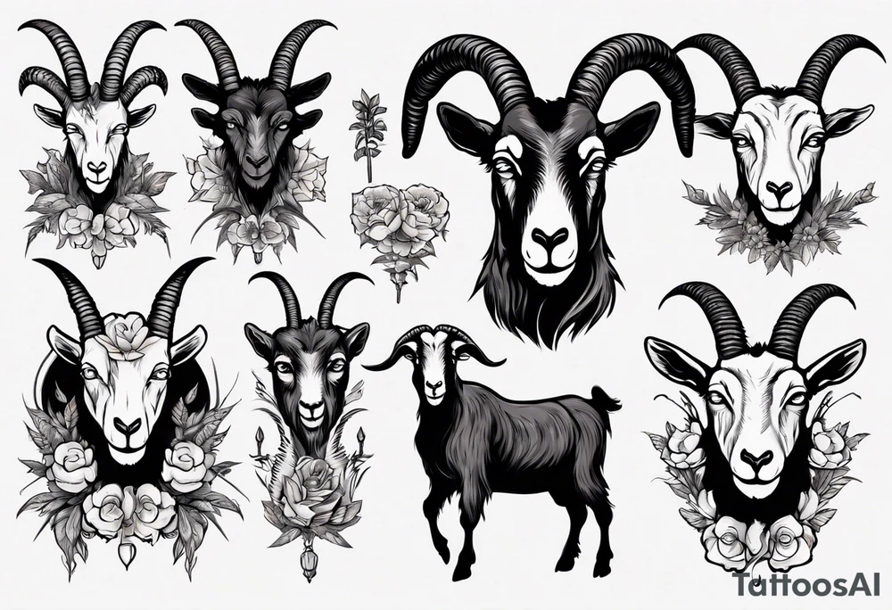 high contrast human like goat friendly but dark and large no flowers tattoo idea