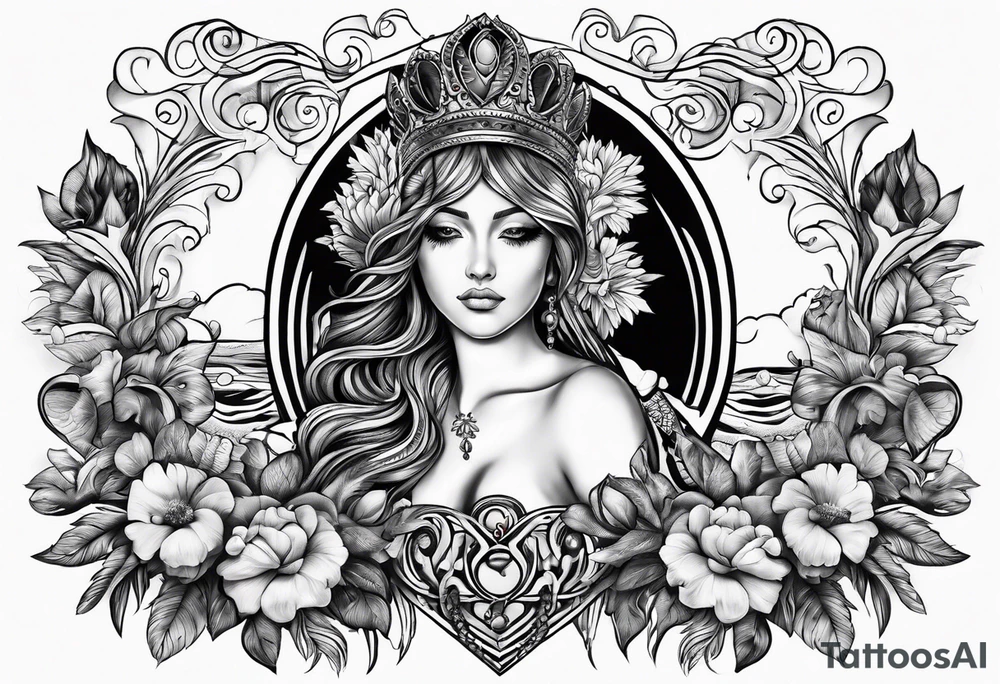 corazon con mar y sol tattoo idea