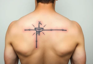 tatto with horizontal system of piping coming from a sink down a forearm tattoo idea