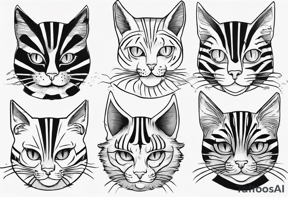 Maine coon cat with stripes and a grey cat with extra toes tattoo idea