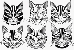 Maine coon cat with stripes and a grey cat with extra toes tattoo idea