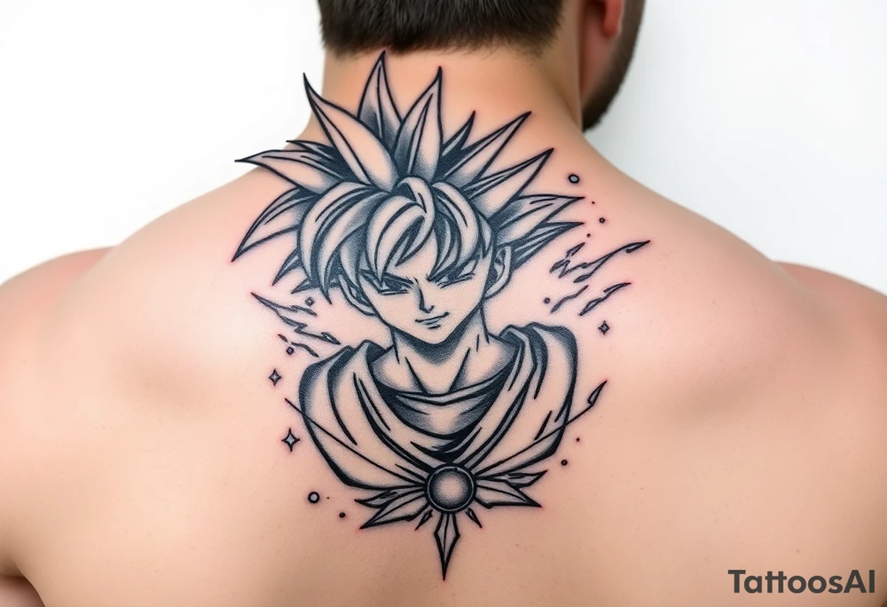 legendary dragonball z scene with energy aura and power effects tattoo idea