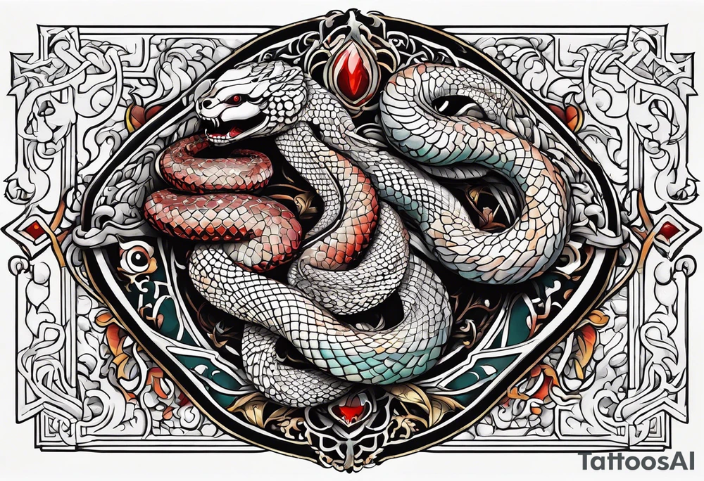 I want the oroborus snake  in the style of ed hardy with subtle reference to the end by the doors tattoo idea