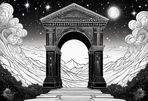 cosmic spiritual archway starry skies tattoo idea