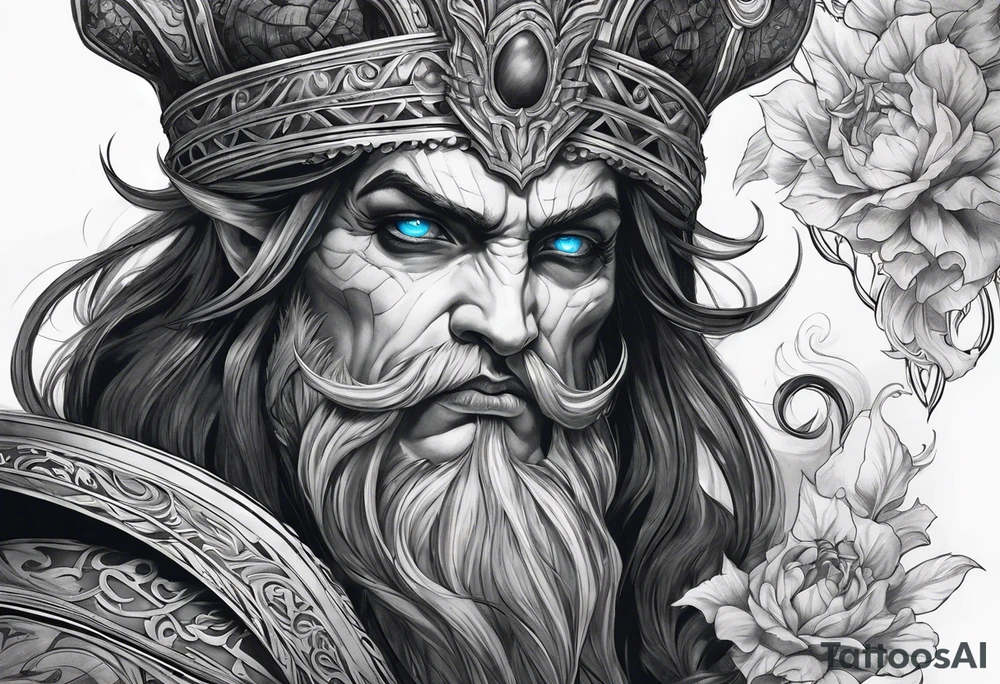 Hades with blue shadowns tattoo idea
