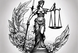 lady justice with scales of justice tattoo idea