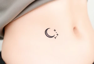 Very small crescent moon with stars. Shade the crescent moon tattoo idea