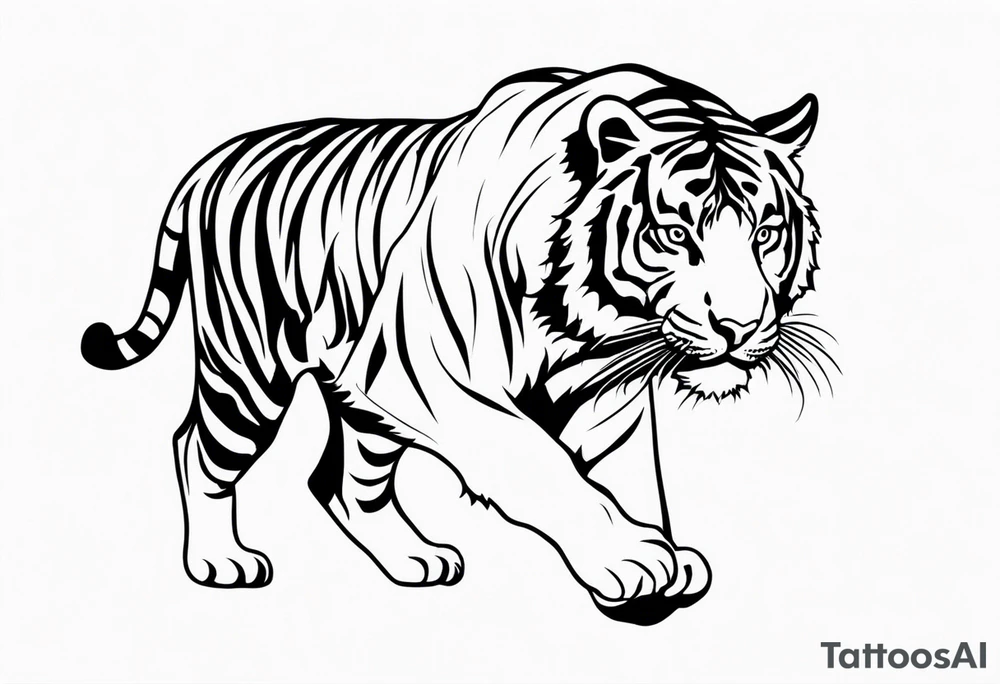 Tiger walking tattoo idea