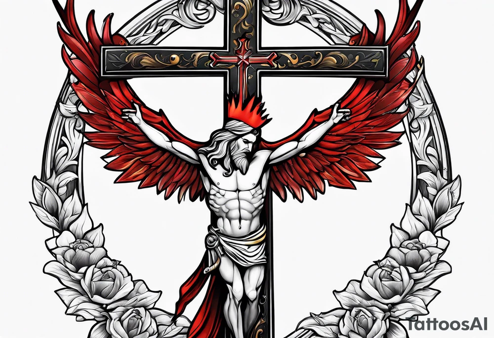 Cross with cardinal tattoo idea